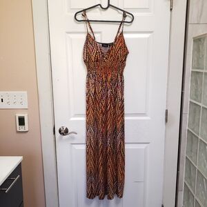 Chesley Multicolor Chevron Sleeveless Smocked A-Line Maxi Dress
